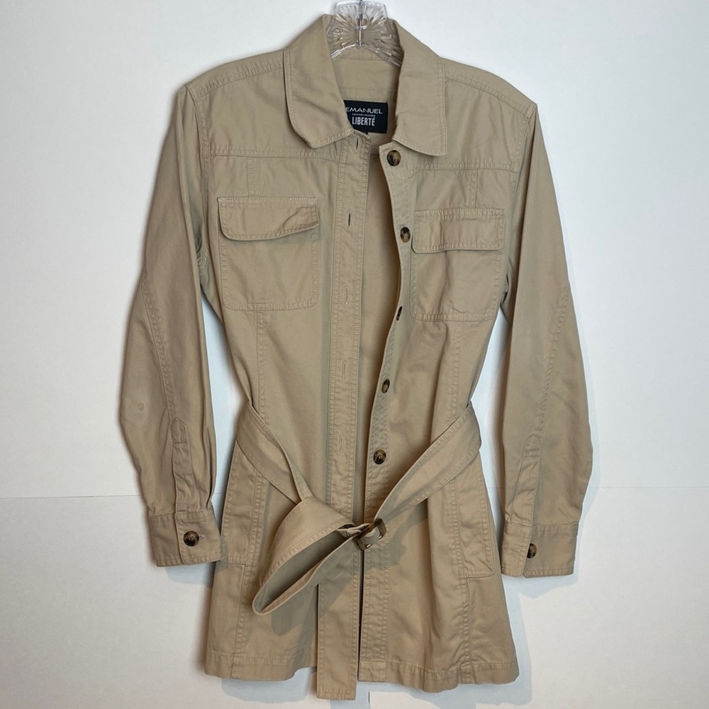 Emanuel Ungaro Liberte Khaki Belted Utility Jacket Size 4 - Picture 3 of 16
